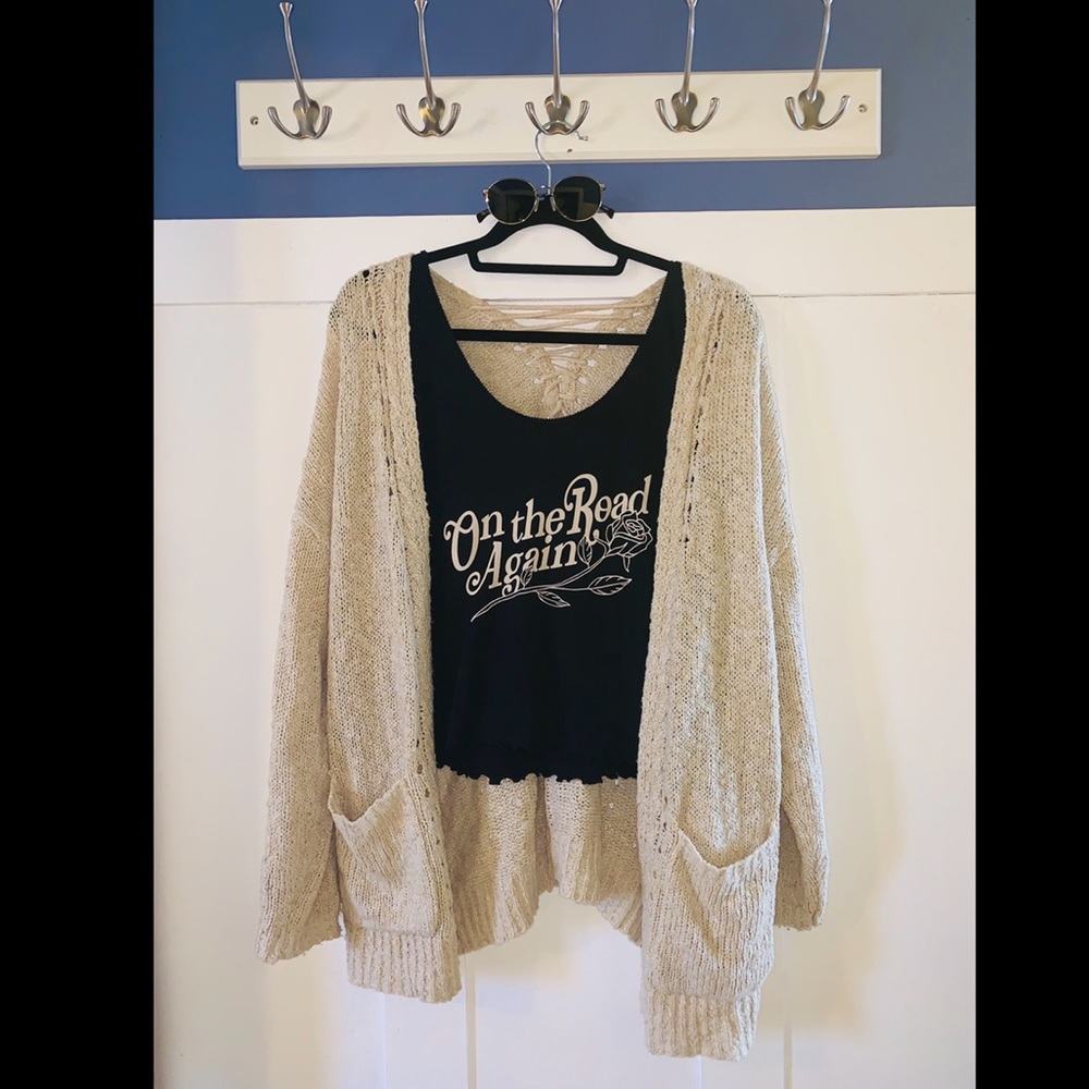 Cream knit cardigan with cross detail
